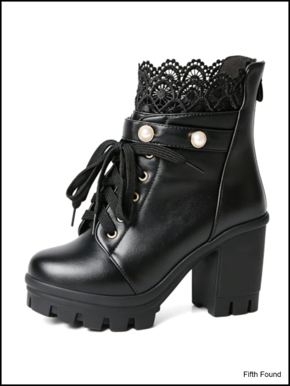 Women's Platform Combat Boots with Chunky Heel, Side Zipper & Lace-Up